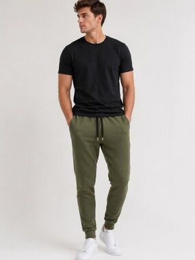 ZYIA Men's Forest Green Athletic Joggers | Tapered Performance Sweatpants